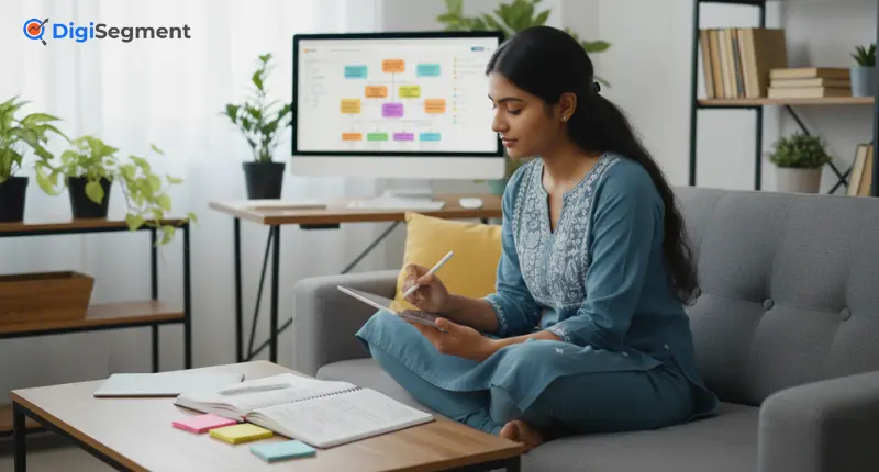 Digital marketer at Digi Segment creating detailed Social Media Marketing Notes to plan and optimize smarter online strategies.