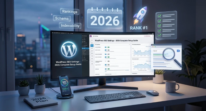 WordPress SEO Settings dashboard setup for 2026 with analytics, schema, rankings, and optimization tools by Digi Segment