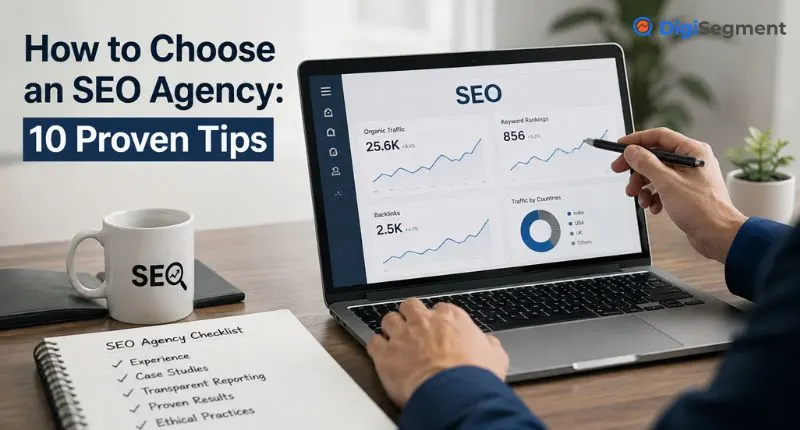 How to choose an SEO agency with 10 proven tips, SEO dashboard and checklist by Digi Segment for business owners